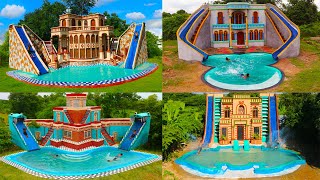 Build Top 4 Villa House With Twin Water Slide & Swimming Pool For Entertainment Place In The Forest