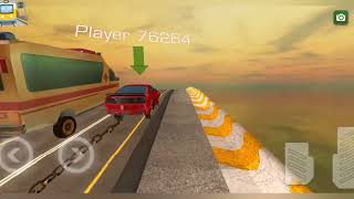 Two Chained Driving on big ramps road | Cars & Ambulance joined by Steel chain for race | 3D Games screenshot 4
