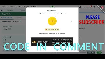 GFG POTD 11/11/2024 IN C++ MOST IMPORTANT INFORMATION | CODE IN COMMENT #geeksforgeeks #gfg #potd