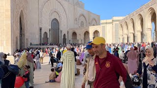 🇲🇦 CASABLANCA MOROCCO, HASSAN II MOSQUE - WALKING AROUND THE 2ND LARGEST MOSQUE IN AFRICA, 4K HDR