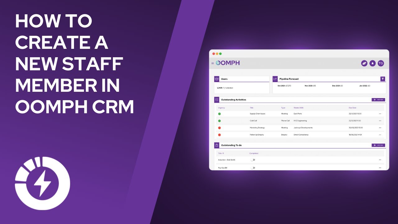 How To Create A New Staff Member In Oomph CRM