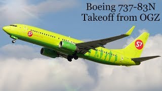 Аэропорт Владикавказ. Взлёт Boeing 737-83N. S7 Airlines.