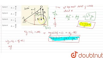 A particle of mass m, attached to the end of string of length l is released from