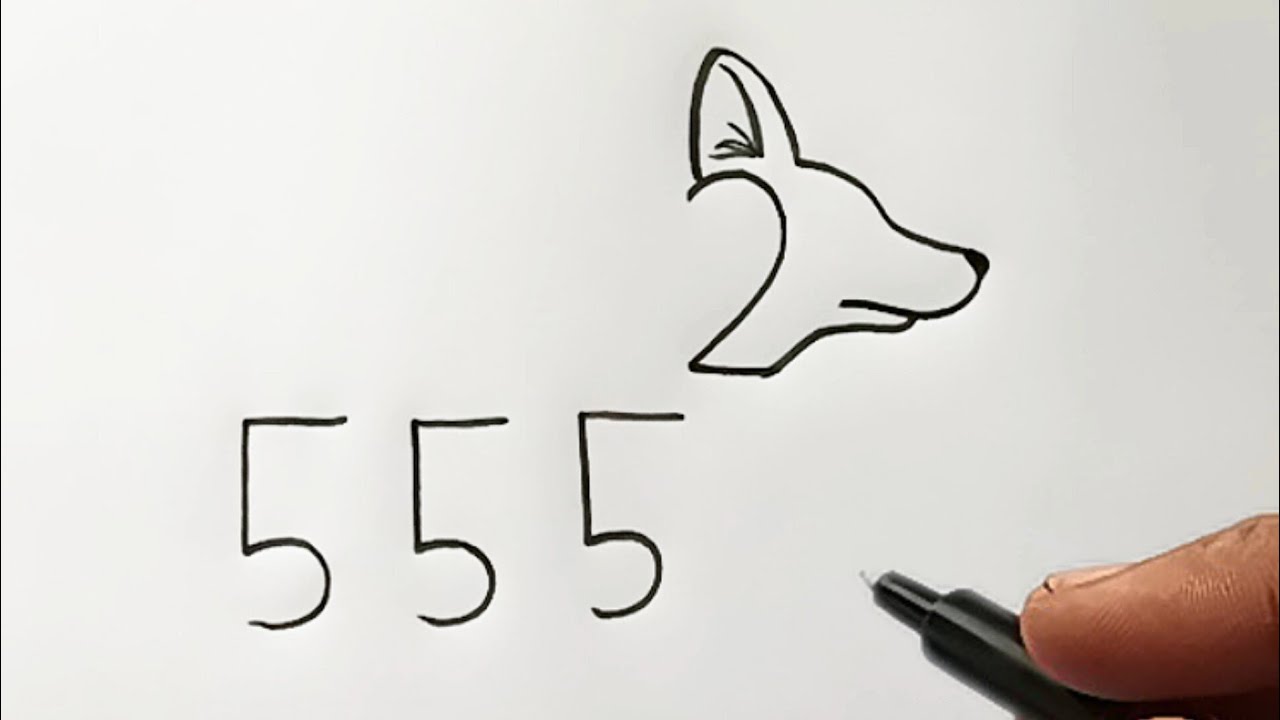 How to draw Fox from number 5552 | Step by step Fox drawing 