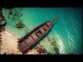 DnD compatible animated map _ Wooden Boat on Sandy Beach _ square grid _ ambience for VTT