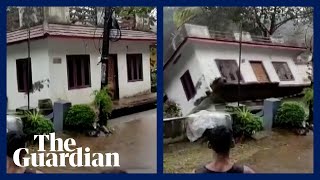 India: floodwaters sweep away house in Kerala