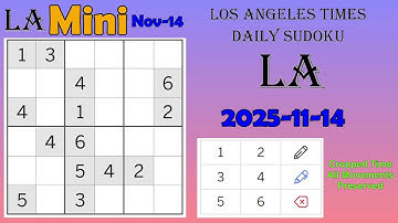 Los Angeles Times Daily Sudoku 2025-11-14 Mini