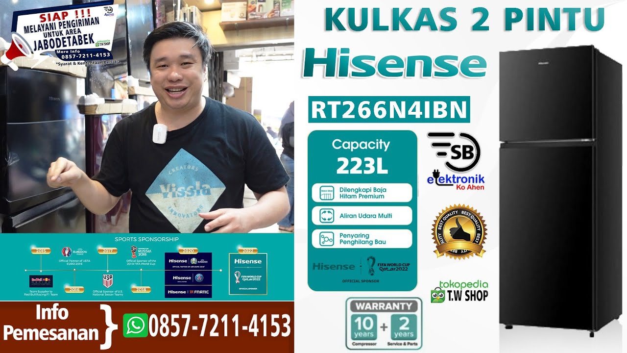 KULKAS 2 PINTU HISENSE RT266N4IBN Kelas Eropa Banget & Terbaik