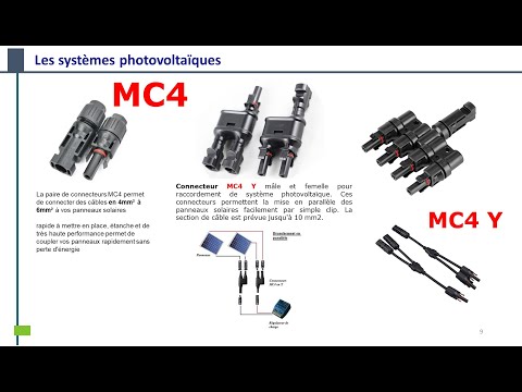 Câblage ou Branchement des panneaux photovoltaïques (PV): Câbles et Connecteurs  MC4/mc4 T/mc4 y