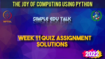 The Joy of Computing using Python | Week 11 Quiz Solution with proof | Nptel | Swayam