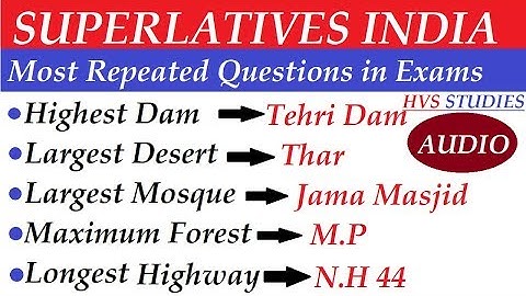 Superlatives In India|UPDATED VIDEO|Longest,Largest,Smallest,Highest,Biggest in India|Static GK|