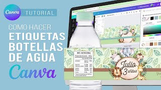 Como DISEÑAR  ETIQUETAS para BOTELLAS de AGUA PERSONALIZADAS con CANVA screenshot 1