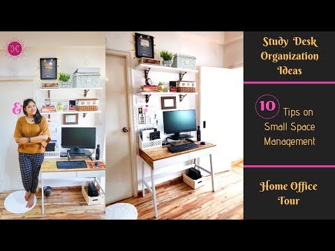 10-study-table-organization-ideas-&-decor-tips-/-small-space-desk-organization-/-home-office-tour