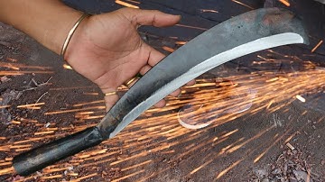 Knife Making - Forging A Black Billhook From Leaf Spring.
