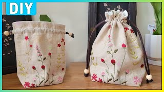 DIY drawstring pouches Easy Sewing Tutorial