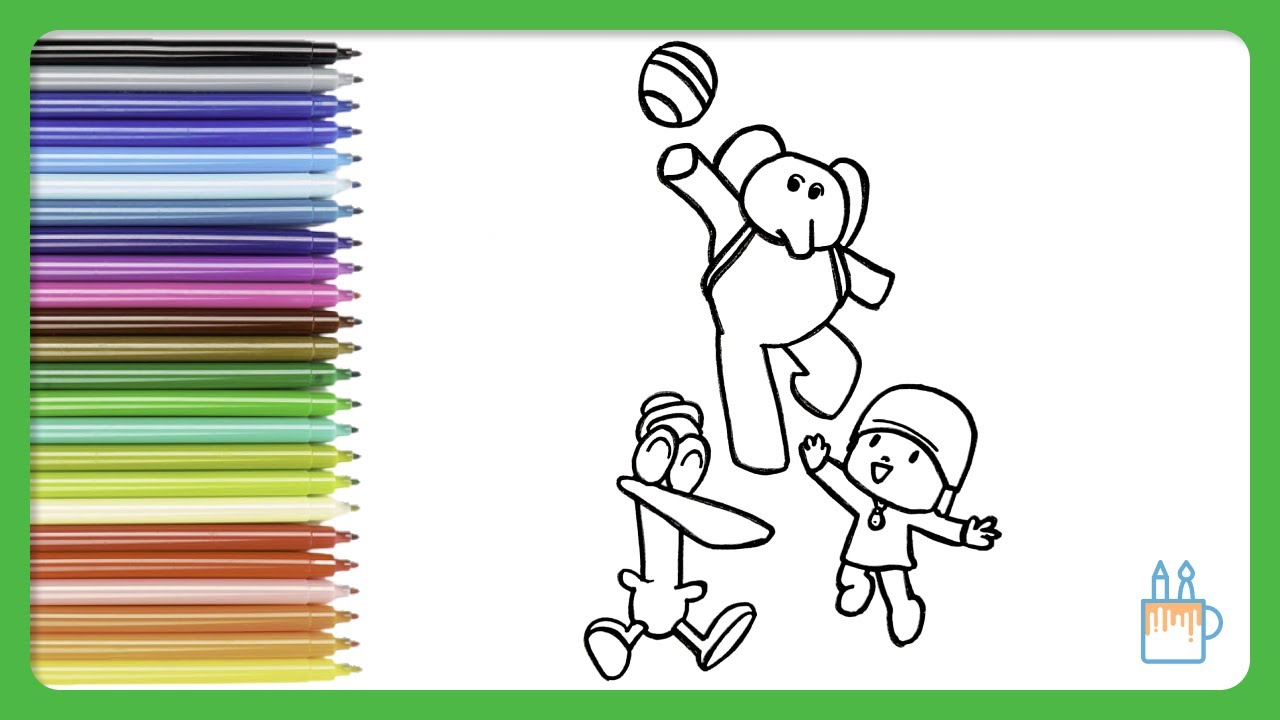 Desenhar E colorir Pocoyo E Seus Amigos 👶👧🏼🐶🐘🦆🐙 Desenhos Para  Crianças 