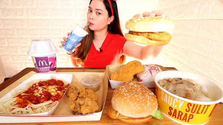 MCDONALDS MUKBANG | spaghetti chicken, chicken bur...