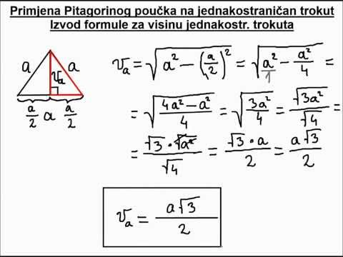 Izvod formule za visinu jednakostraničnog trokuta (8. razred, 2. cjelina: Pitagorin poučak)