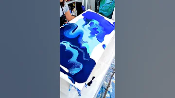 This Painting Was HUGE Gorgeous Ocean Blues Shorts 