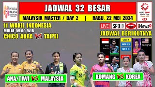 Jadwal Malaysia Master 2024 Hari Ini Day 2 R32 ~ ESTER vs TAIPEI ~ ANA/TIWI vs MALAYSIA ~ 11 Wakil