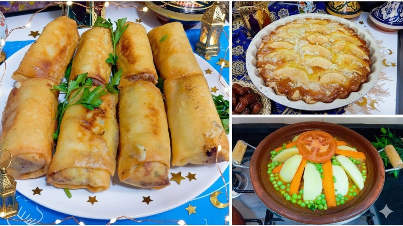 طريقة تحضير قنينطات و بريوات بطاطا/طاجين باللحم مع كيكة بالتفاح🍎اكلات سهلة واقتصادية/روتيني بلا زواق