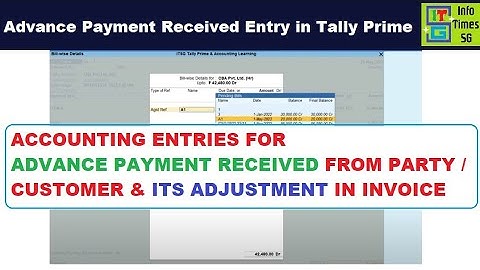 Advance Received Entry in Tally Prime | Adjustment of Advance Payment Received in Tally Prime