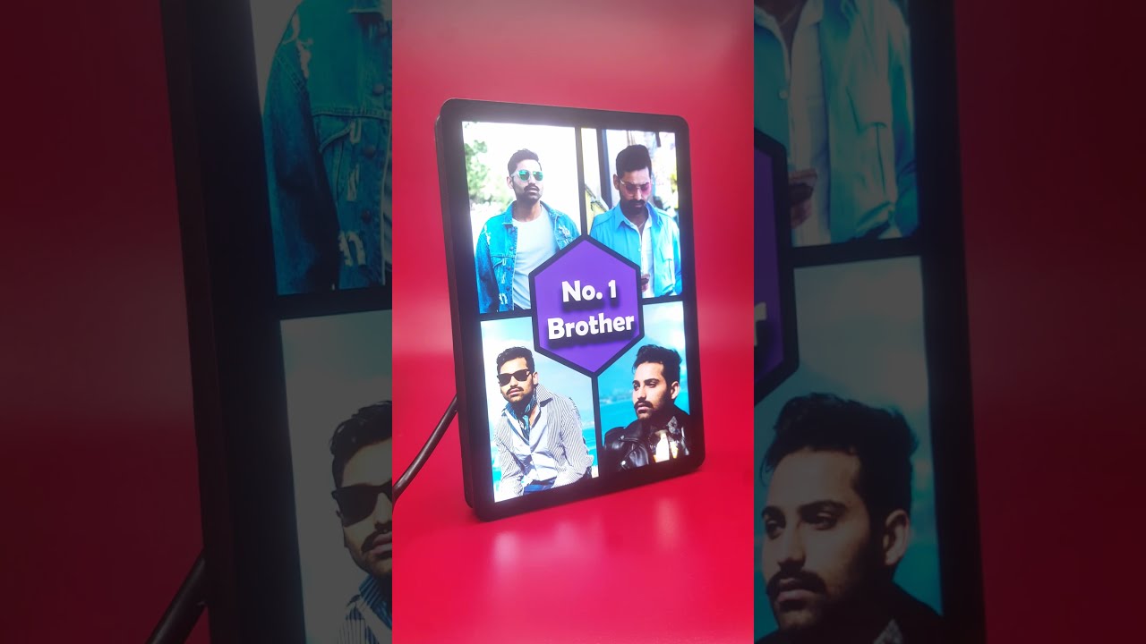 PERSONALISED 4 PHOTO COLLAGE GLOW IN DARK LED FRAME
