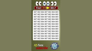 Tell me where 001? | Brain Teaser IQ Test #shorts #different #puzzles #opticalillusion #quiz