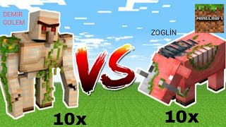 10 TANE DEMİR GOLEM VS 10 TANE ZOGLİN! (MİNECRAFT)