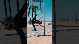 Iron X on the beach 🌴🥰 #poledance #shorts