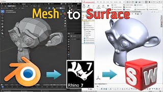 Blender3D to Solidworks. How to convert low polygon mesh to Surface CAD format #solidworkstutorial
