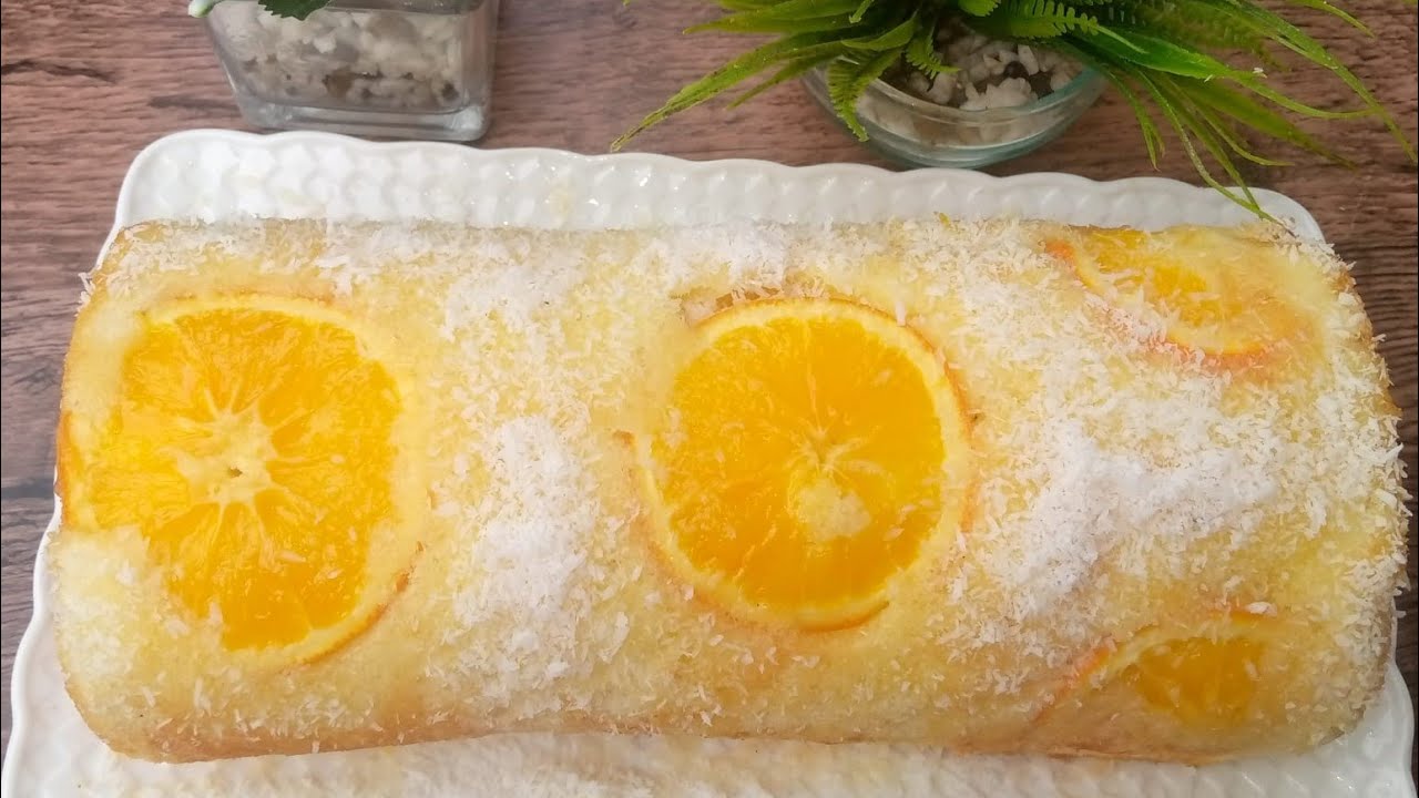 A delicious and easy-to-prepare orange roll or swiss roll cake with 3