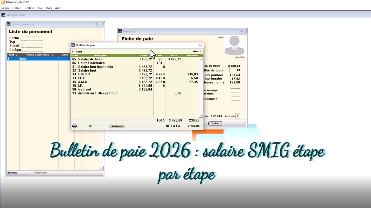 Bulletin de paie SMIG 2026 expliqué simplement