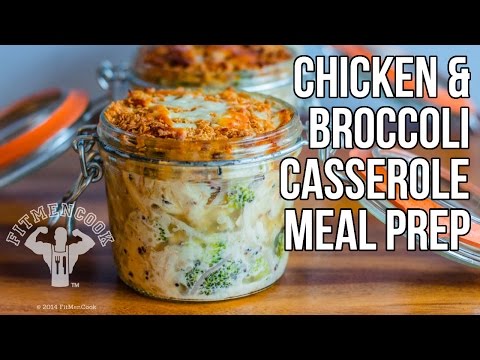 Chicken & Broccoli Casserole in Jars for Meal Prep / Cazuela de Pollo y Brocoli