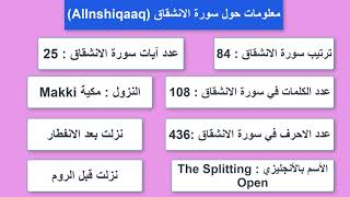 #84 #AlInshiqaaq  معلومات حول سورة الانشقاق - معلومات عن القرآن الكريم الكثير منا يجهلها #أهل_القران