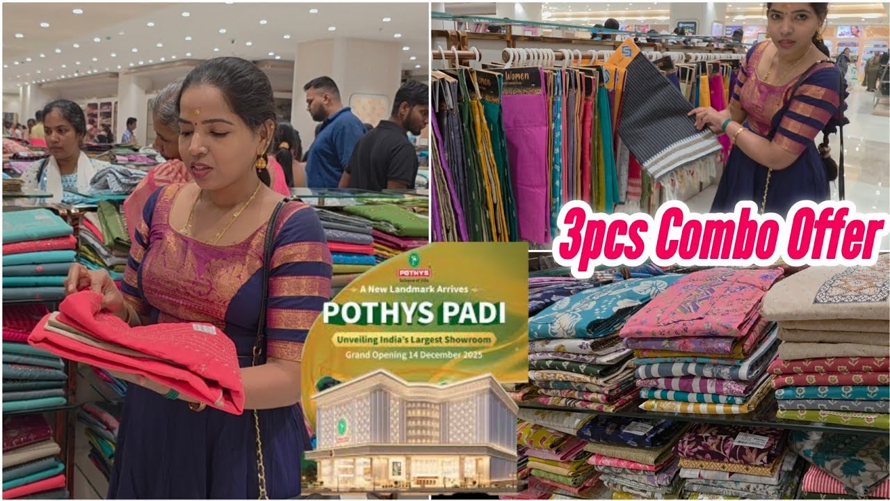 Pothys Padi New Showroom Opening | 3pcs Chudi Sets Combo 1+2 off Rs.1375 | Kurtis Tops Chudi Sets 