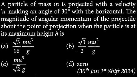 A particle of mass m is projected with a velocity 