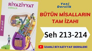 7Ci Sinif Riyaziyyat Seh 213-214 Coxluqlar Uzerinde Emeller Butun Misallarin Tam Helli