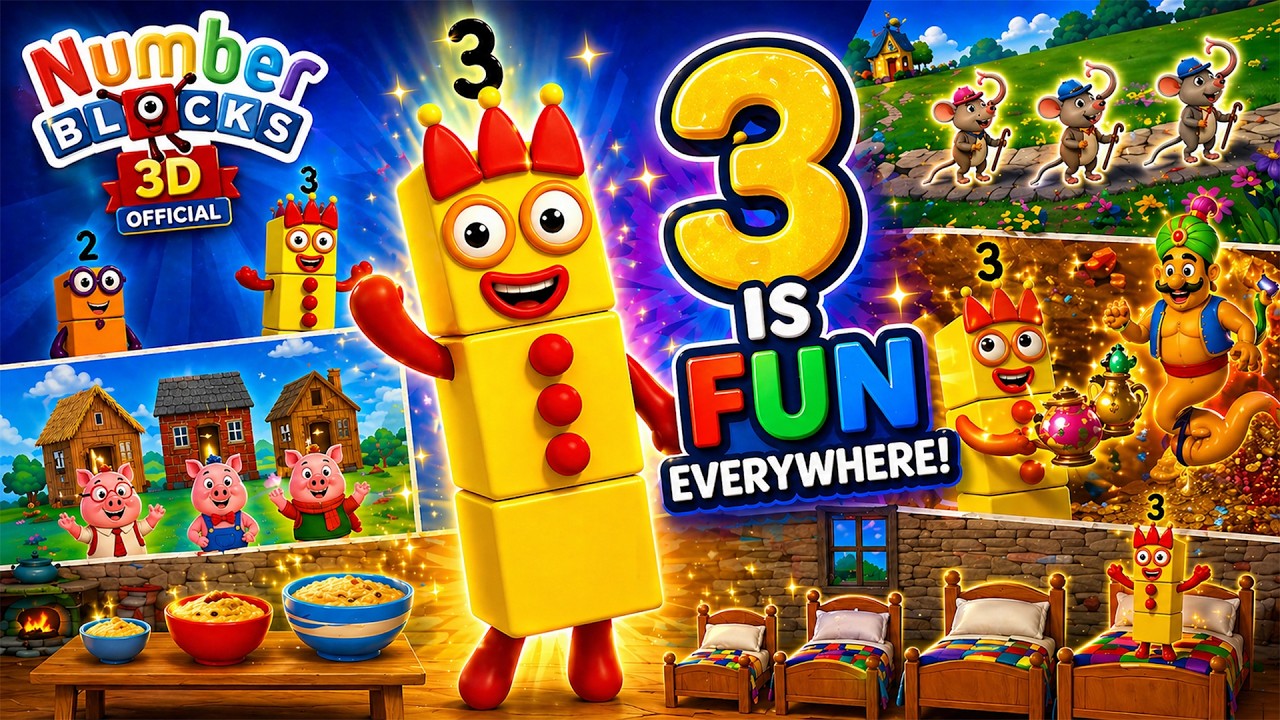 Numberblocks 3 The Magical World of THREE! 🎭 Learn to Count in the ...