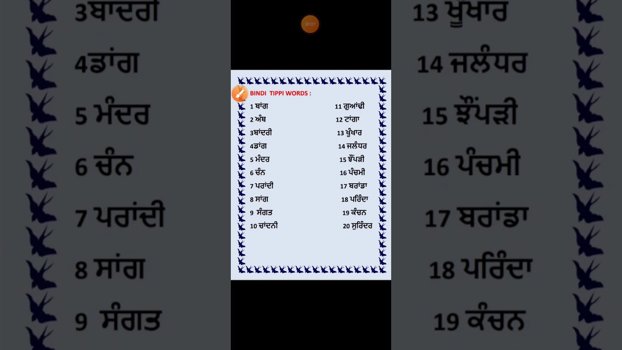 Class II Pbi Bindi Tippi Words