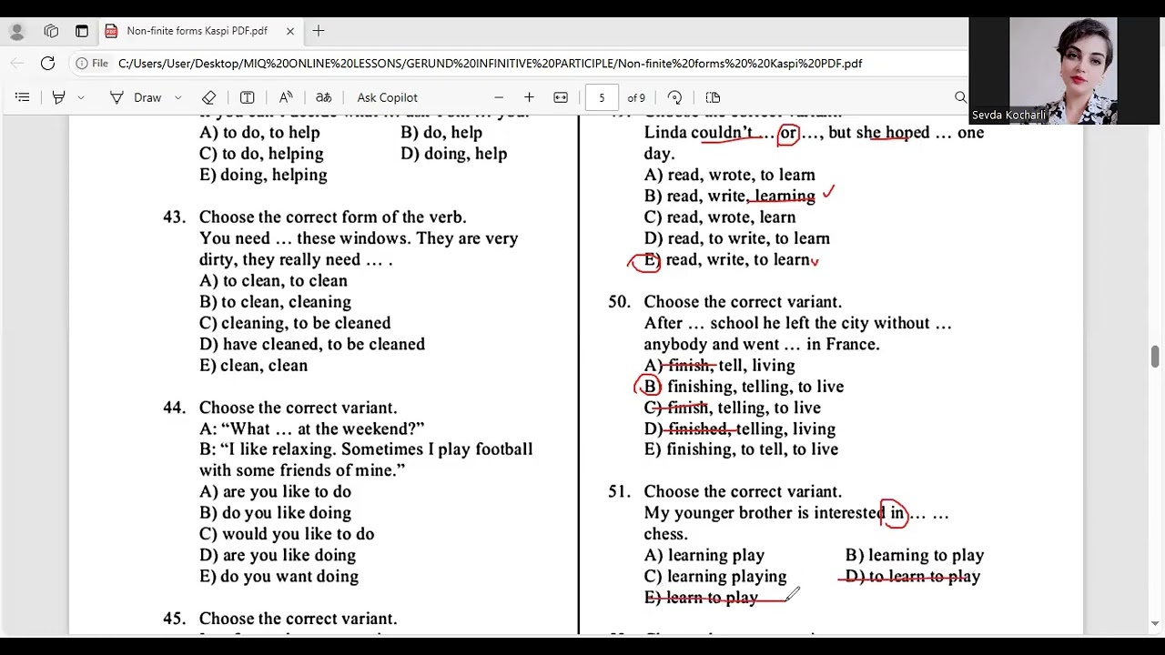 Non-finite Forms of the Verb Kaspi (41-85)