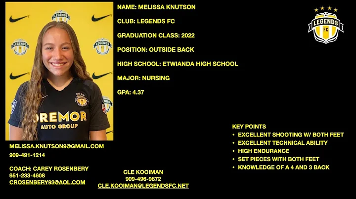Melissa Knutson Class of 22 Outside Back Legends FC