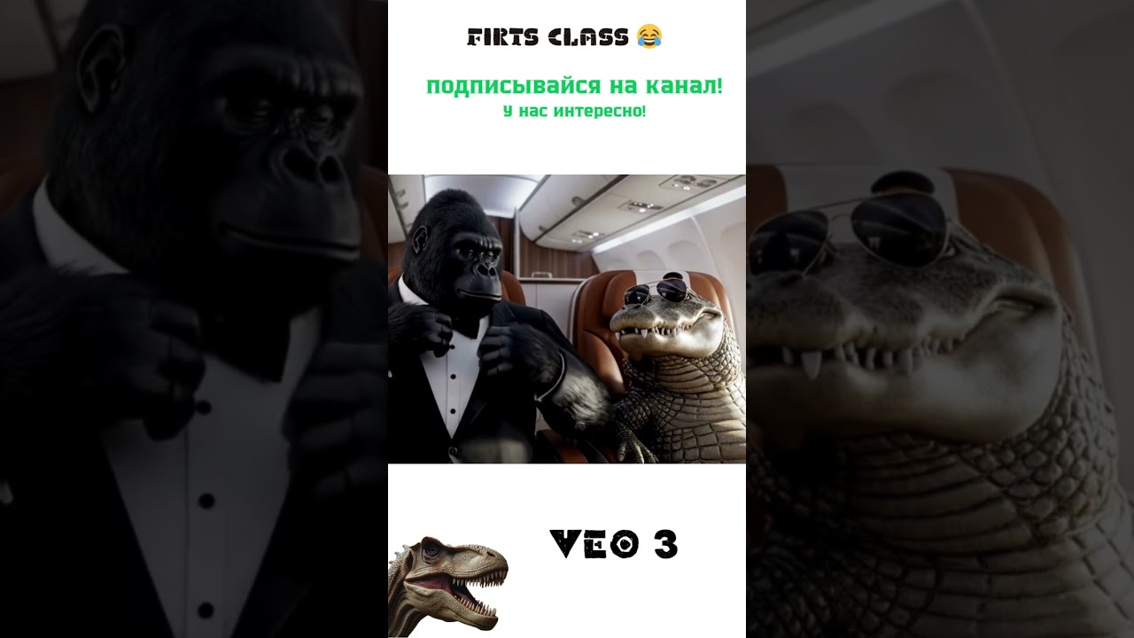 Горилла и крокодил в первом классе First class 😂🤣 