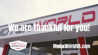 Motor World Used Car Dealership is Thankful for YOU