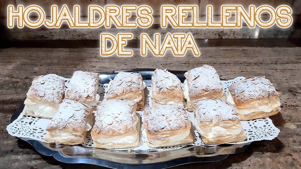 Hojaldres rellenos de Nata - Receta fácil y rápida