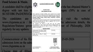 #PHD ADMISSION NOTIFICATION OPEN MAY-2026-27#CLUSTER UNIVERSITY OF JAMU#STUDENTS#VIRAL#TRENDS SHORTS