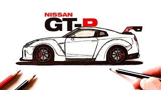 How to draw a Nissan GT-R | Drawing lessons