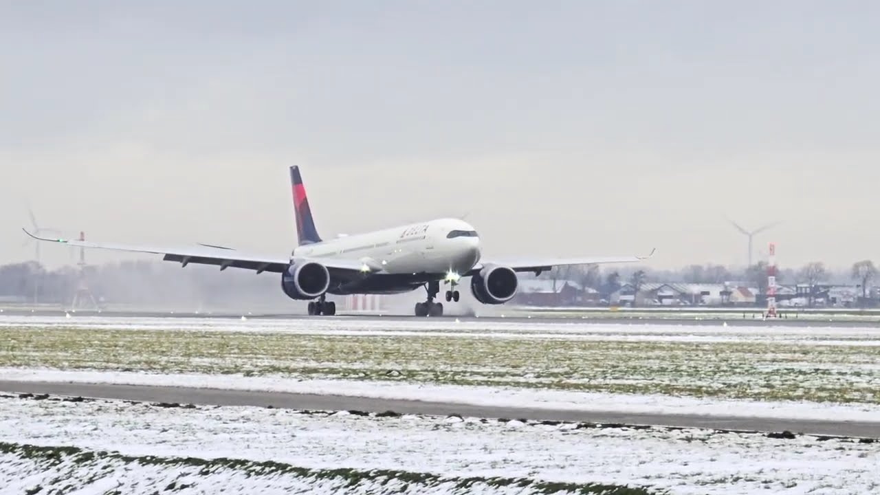 Long-Haul Meets Winter ❄️ | Delta A330-900neo Landing at Amsterdam After Salt Lake City Flight