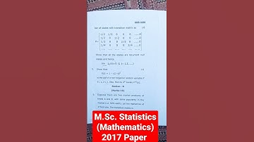 M.Sc. Examination 2017 Statistics (Mathematics) Paper