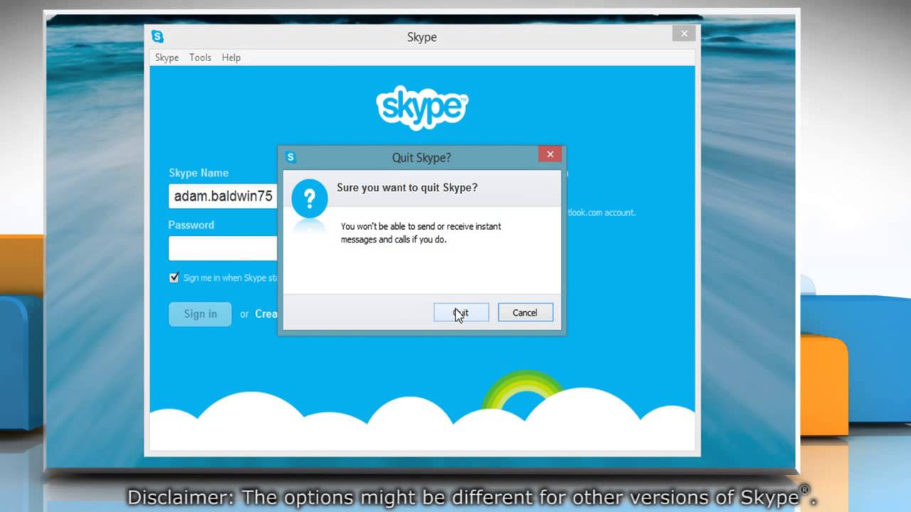 remove skype sign in